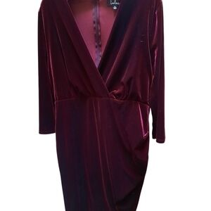 Lulus Burgundy Velvet V-Neck Dress